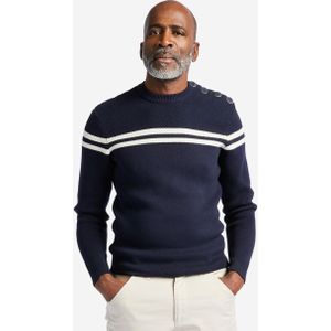 Schipperstrui voor zeilen heren blauw met beige strepen