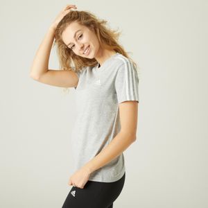 T-shirt voor fitness en soft training voor dames grijs