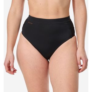 Bikinibroekje met hoge taille voor dames surfen rosa zwart.