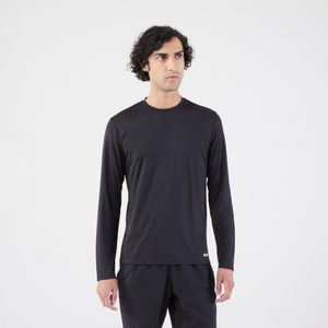 Uv-werend hardloopshirt met lange mouwen voor heren dry 500 uv zwart