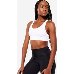 Naadloze sportbeha met racerback voor dames gemiddelde ondersteuning wit