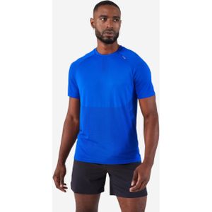 Naadloos hardloopshirt voor heren run 500 comfort indigoblauw