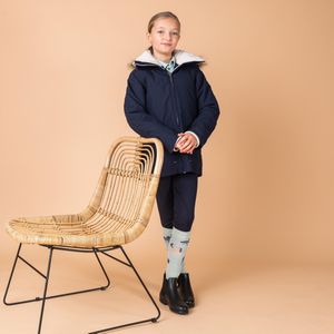 Warme jas voor paardrijden kinderen 500 marineblauw