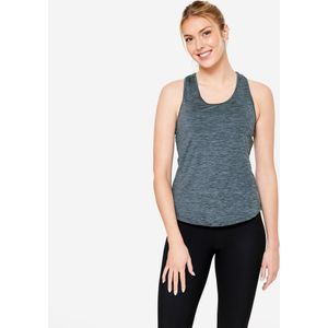 Fitness-tanktop y-rug dames donkergrijs