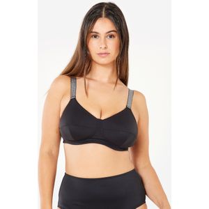 Bikinitop astrid balconettemodel met comfortabele beugels in textiel zwart