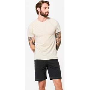 Zacht yoga-t-shirt voor heren vlasbeige