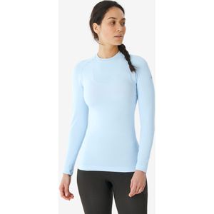 Thermoshirt voor skiën dames bl 180 naadloos lichtblauw