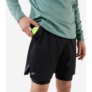 2-in-1 thermo tennisshort voor heren zwart zwart