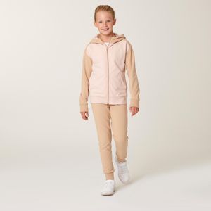 Warm trainingspak voor kinderen 500 roze/beige met beige broek