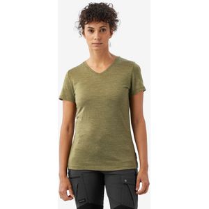 Merino trekkingshirt met lange mouwen voor dames fresh kaki
