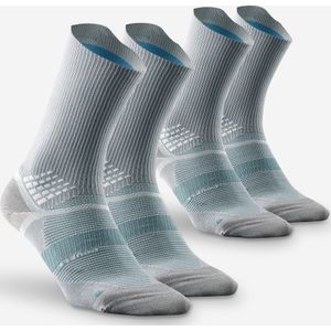 Wandelsokken hike 520 dubbellaags high grijs 2 paar