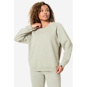 Fitnesssweater voor dames molton saliegroen