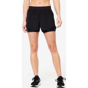 2-in-1 fitnesshort voor dames zwart