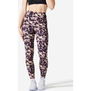 Modellerende fitness legging voor dames 520 donkerpaars met print