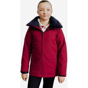 Waterdichte en warme jas voor paardrijden kinderen 500 kersenrood