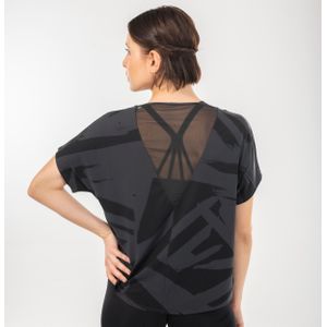 Soepel damesshirt met korte mouwen voor moderne dans grijs/zwart