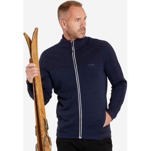 Fleece vest voor skiën heren 500 warm merino marineblauw wit