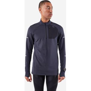 Warm hardloopshirt met lange mouwen en halve rits voor heren run 900 warm zwart