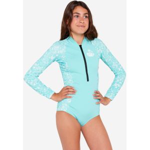 Uv-werend badpak met lange mouwen voor meisjes turquoise