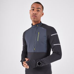 Winter hardloopshirt voor heren regular zwart grijs geel