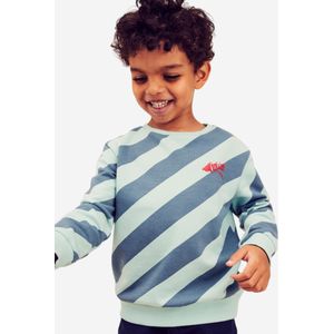 Basic sweater voor kinderen blauw turquoise strepen