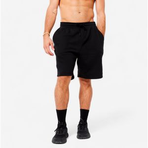 Molton fitness short met zakken voor heren diepzwart