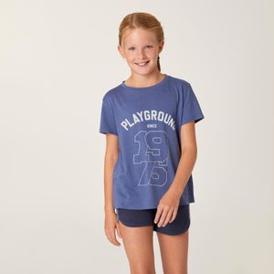 Katoenen t-shirt voor meisjes 500 blauw