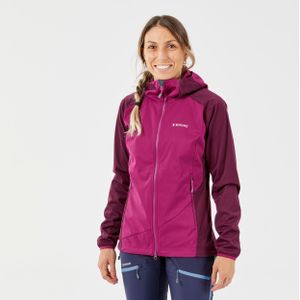 Softshell jas voor bergsport dames bietenrood