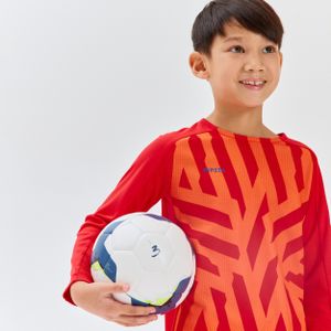 Voetbalshirt kind met lange mouwen viralto aqua oranje/rood