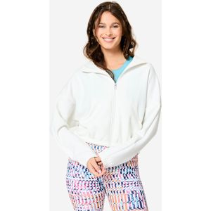 Capuchonvest met lange mouwen voor fitness dames wit