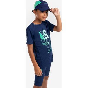 Ademend hardloopshirt voor kinderen dry+ 500 marineblauw/groen