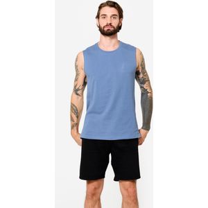 Rekbare tanktop voor fitness heren komeetblauw