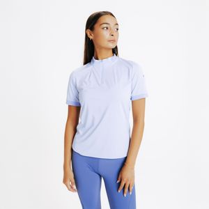 Damespoloshirt met korte mouwen voor paardrijden heritage lavendelblauw