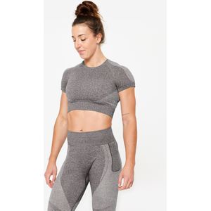 Naadloos cropped t-shirt voor fitness grijs