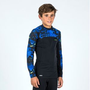 Uv-werende rashguard met lange mouwen voor jongens 500 vortex zwart