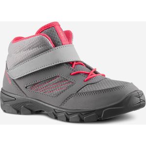 Wandelschoenen voor kinderen mh100 mid klittenband grijs roze 24 tot 34