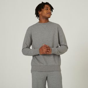 Fitness sweater heren 500 essentials crewneck grijs