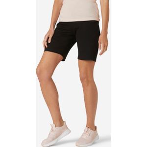 Rechte fitness short met zakken voor dames 500 zwart