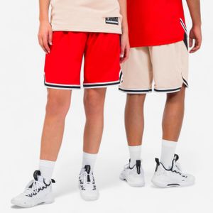 Omkeerbare basketbalshort voor volwassenen sh500 rood/beige