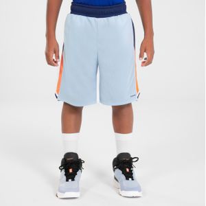 Basketbalbroekje kind sh500r omkeerbaar marineblauw/lichtblauw