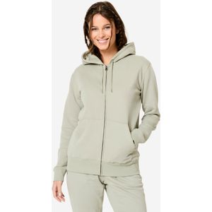Fitnesshoodie met rits voor dames saliegroen
