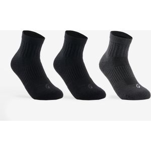 Hoge sportsokken rs 500 voor kinderen zwart/grijs set van 3 paar