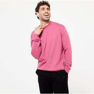 Fitnesssweater voor heren 500 essentials ronde hals hibiscusroze