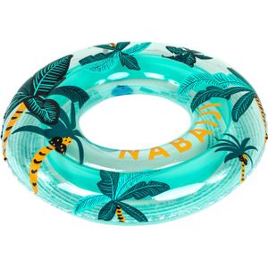 Opblaasbare zwemband 65 cm doorzichtig palmbomen