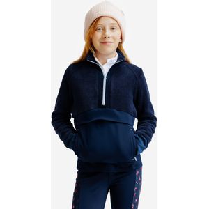 Warme sweater met halve rits voor kinderen marineblauw