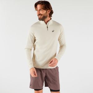 Tennissweater met lange mouwen voor heren thermic halve rits beige