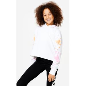 Korte danshoodie voor modern jazz voor meisjes diepwit/celadongroen