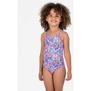 Badpak hanalei meisjes bloemen blauw/roze