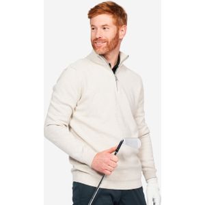 Golftrui met halve rits heren mw500 ecru
