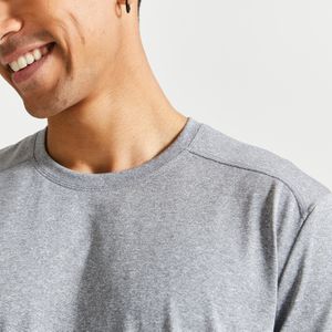 Ademend fitnessshirt voor heren essential ronde hals gemêleerd grijs